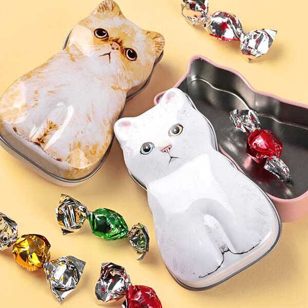 KALDI（カルディ）ミニねこ缶 ボールチョコ入り 白猫 エキゾチックショートヘア