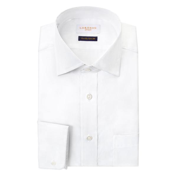 LORDSON Crest ワイシャツ Yシャツ メンズ 長袖 ホワイト 白 綿100