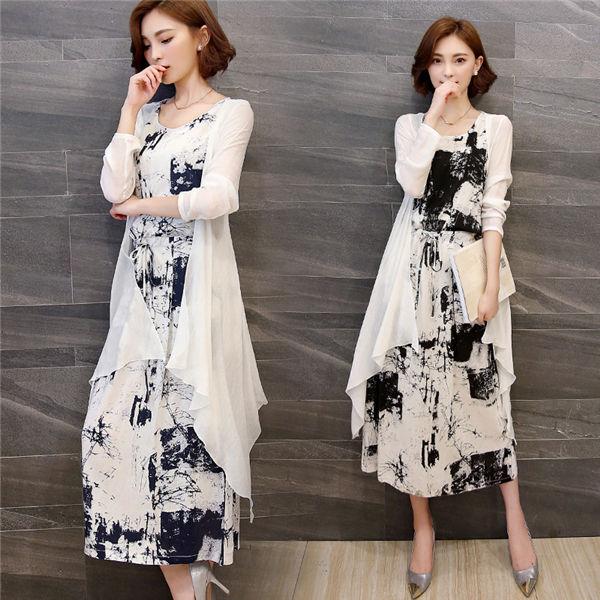 セットアップ ワンピース ロングワンピース ノースリーブワンピース リゾート ロング プリント カーディガン マキシ丈 お呼ばれ 春 夏 秋 送料無料 Chrredse Chrisbluk 通販 Yahoo ショッピング