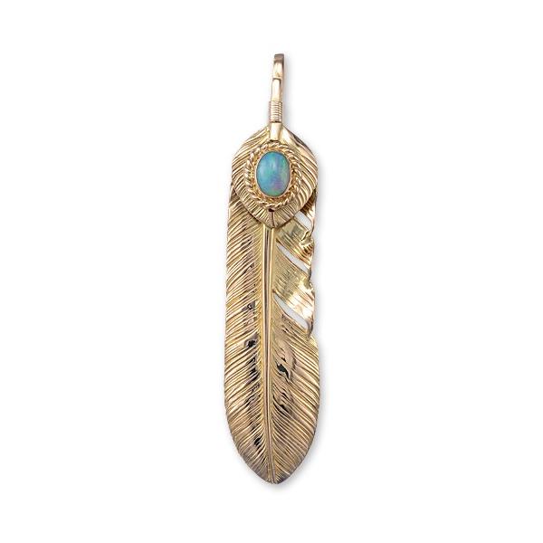 02 black labradorite 6×8 K18フェザー 鷲見太郎 Pendant ペンダント】オールドL K18フェザー&K18ハート