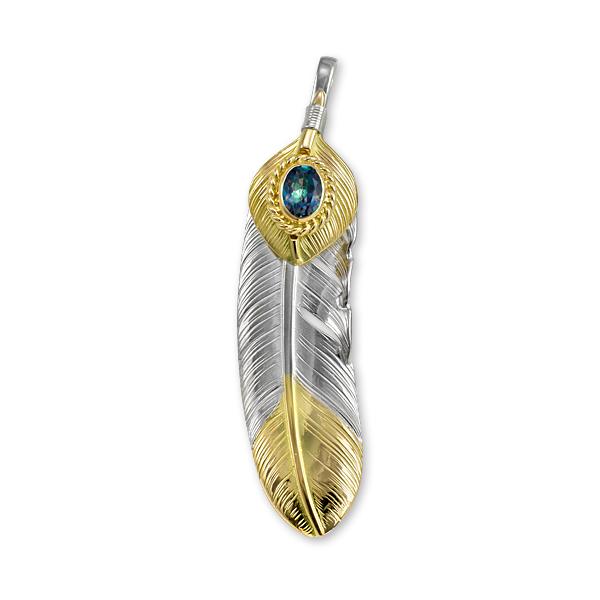 鷲見太郎 Pendant ペンダント】LフェザーK18トップ&K18ハートフェザー