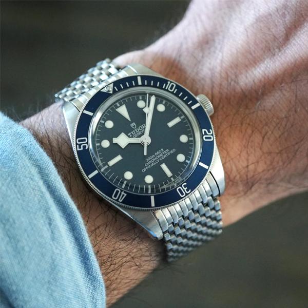 時計ベルト バンド Forstner 【11連】Beads of Rice TUDOR Black Bay