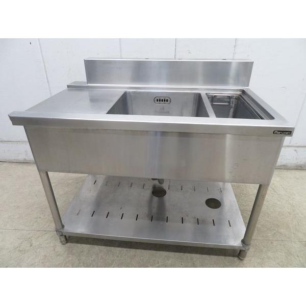 G465◆マルゼン◆ステンレス製ダスト付1槽ソイルドシンク 1120×700×800 栃木 宇都宮 中古 業務用 厨房機器