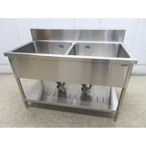 J672◆タニコー◆ステンレス製2槽シンク 1200×600×800 栃木 宇都宮 中古 業務用 厨房機器