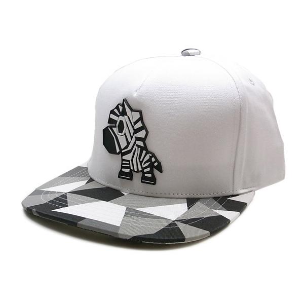 キャップ しまうま？ ホワイト スナップバックキャップ 白 タイル