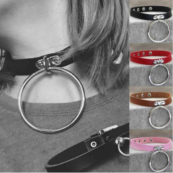 レザーリングネックレス ブラウン Amazon | [Aroncent] 首輪 レザー メンズ リベット ロック