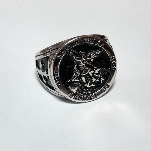 大天使聖ミカエル シルバーリング リング 天使 エンジェル 大天使 ミカエル 十字架 クロス 指輪