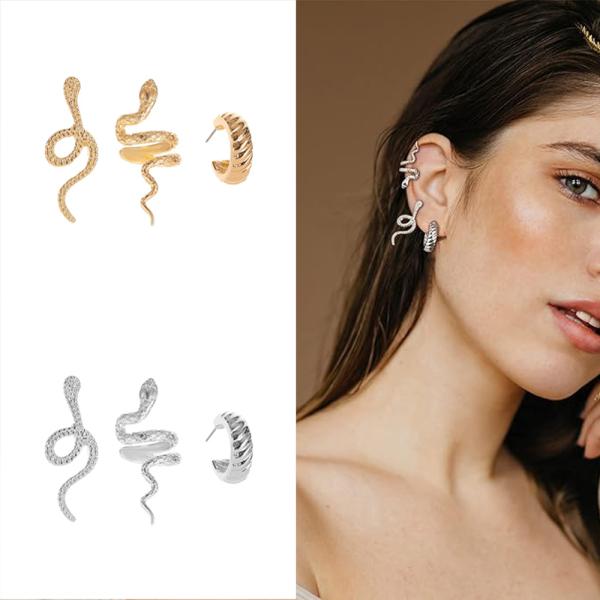 スワロフスキー　ピアス　イヤーカフ　新品未使用　イヤークリップ　片耳 ピアス イヤーカフ 3点セット 3個 スネーク 蛇 へび 片耳用
