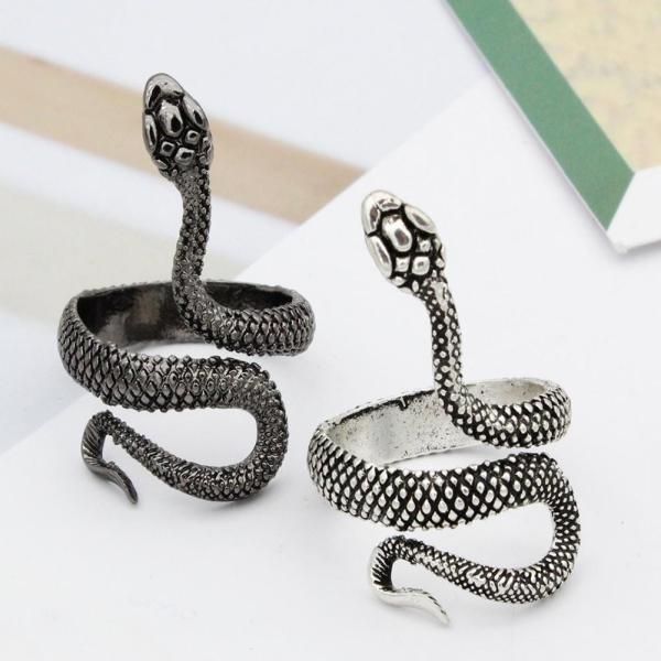 リング 指輪 蛇 スネーク ブラック 黒 シルバー スパイラル シルバー 