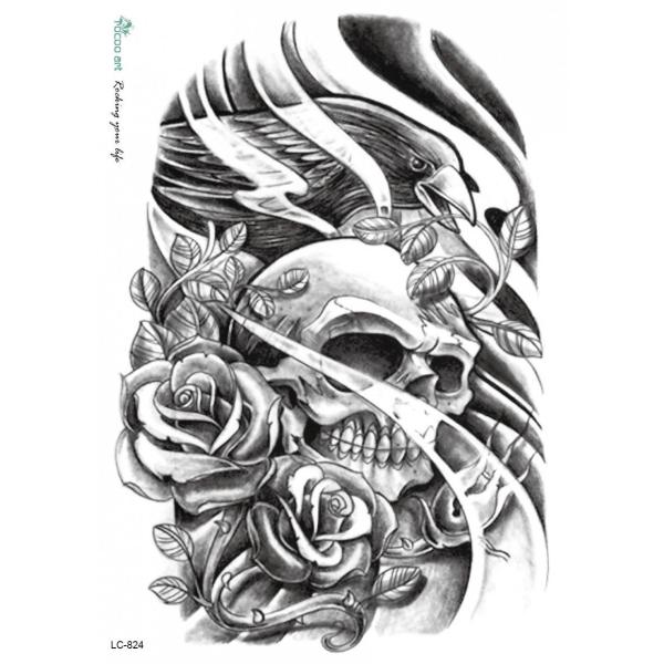 タトゥーシール 防水 スカル ドクロ 髑髏 骸骨 薔薇 烏 超リアル 刺青 墨 ボディシール 大判サイズ ボディーアート タトゥー Tatoo Buyee Servis Zakupok Tretim Licom Buyee Pokupajte Iz Yaponii