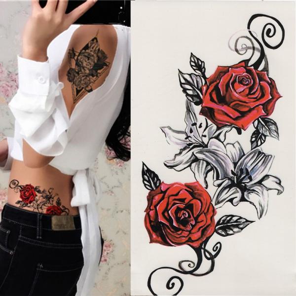 タトゥーシール 花 リアル 赤い薔薇 バラ 薔薇 ばら Rose ボディシール Tatoo 入れ墨 刺青 転写 防水 隠す ボディアート オマケ付 Buyee Buyee Japanese Proxy Service Buy From Japan Bot Online