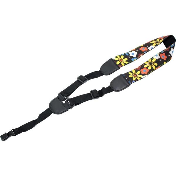 ROCK YOU S-012 Flower Black ウクレレストラップ 花柄/黒シンプルなウクレレ用のストラップです。カラー：　Flower Black（花柄 ブラック）