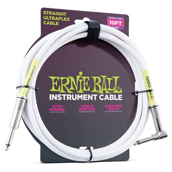 A[j[{[ ERNIE BALL 6049 10' STRAIGHT/ANGLE INSTRUMENT CABLE WHITE M^[P[u