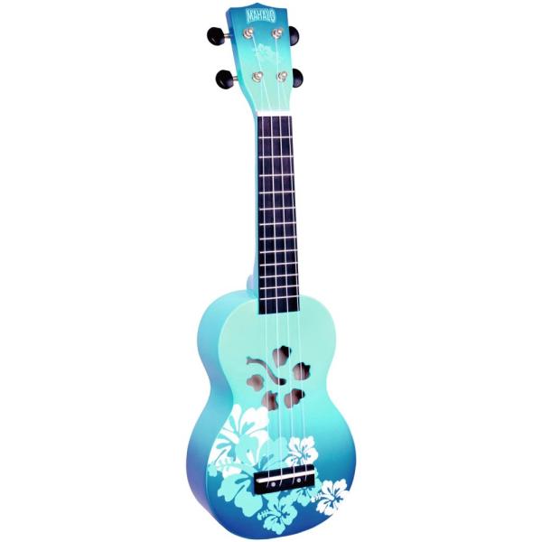 ボディカラーと合わせたハイビスカスをあしらったボディにハイビスカス型のサウンドホールでデザインされた、夏にピッタリのウクレレです。ヘッドにもハイビスカスをあしらい更に常夏感を演出。