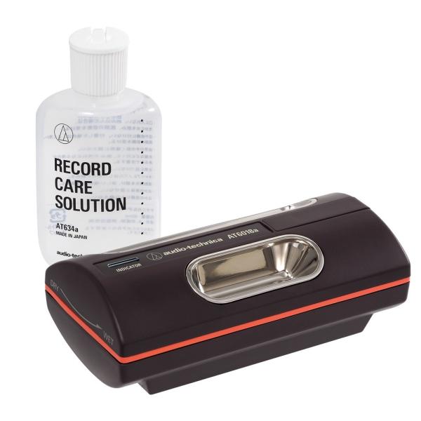 AUDIO-TECHNICA AT6018a レコードクリーナー。レコードのメンテナンスに最適な専用クリーナー。湿式面と乾式面の2ウェイベルベットで汚れを除去。