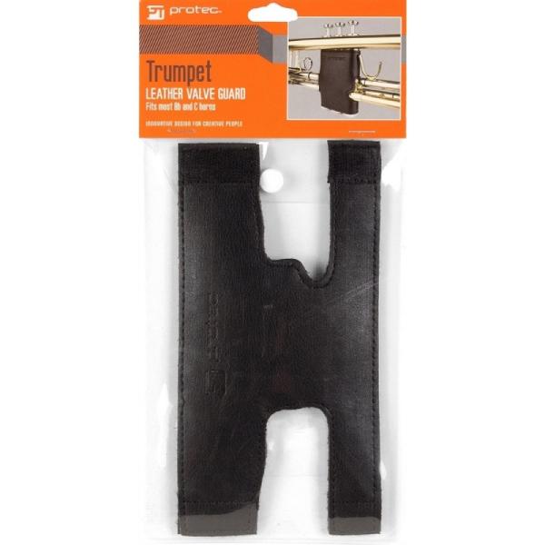 PROTEC L226 トランペット用レザーバルブガードB♭管/C管ピストントランペット用の革製バルブガードです。厚手のタイプで、マジックテープで簡単に着脱できます。B♭管/C管ピストントランペット用カラー：ブラック