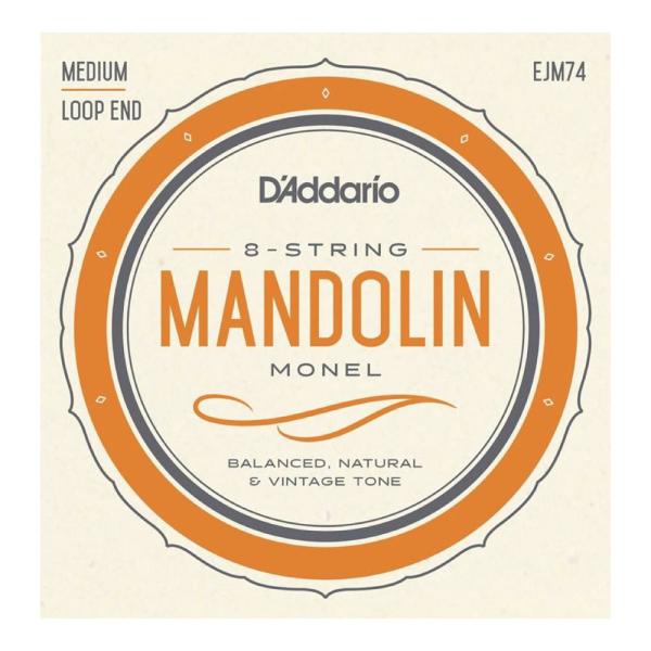 D'Addario EJM74 Mandolin strings Medium マンドリン弦  ■D'Addario Monel Mandolin Strings ニッケルと銅の合金であるモネル製の巻弦を採用したマンドリン弦が、新たに2種類...