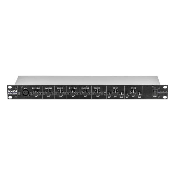 MX624 6-Channel 2-Zone Stereo Mixer with Ducker