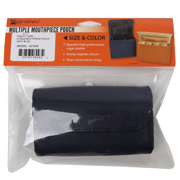 PROTEC プロテック A270NB ネイビーブルー ホルン用マウスピースケース 1〜4本収納可能  美しく、高級感漂う Vegan Leather（合皮）。 内装裏地は、豪華なベルボア地。 開閉部はマグネット式で、しっかりとフィット。洗...