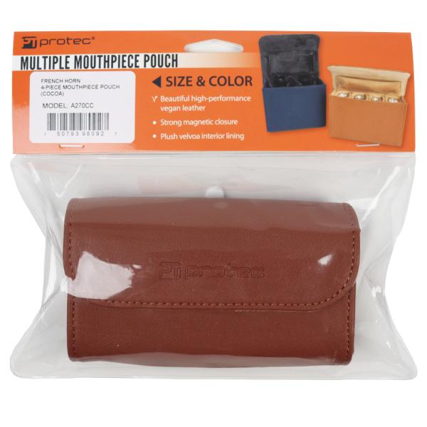 PROTEC プロテック A270CC ココア ホルン用マウスピースケース 1〜4本収納可能  美しく、高級感漂う Vegan Leather（合皮）。 内装裏地は、豪華なベルボア地。 開閉部はマグネット式で、しっかりとフィット。洗練された...