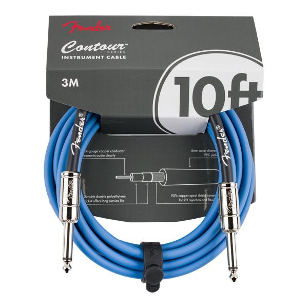 Fender フェンダー Contour 10ft（約3m） Cable Lake Placid Blue ギターケーブル  Fender Contourシリーズの楽器用ケーブルは、スパイラルシールディングと耐久性の高いニッケルメッキのコネ...