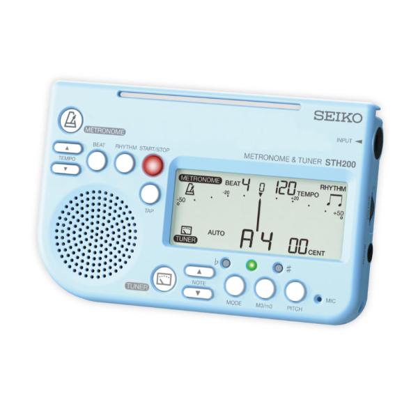 SEIKO セイコー STH200BL チューナーメトロノーム ブルー  楽器の練習に最適な機能を凝縮！ スキルアップを強力にサポートするメトロノーム＆チューナーの定番。  メトロノーム・チューナー・基準音発振の3機能が同時使用可能。譜面台...
