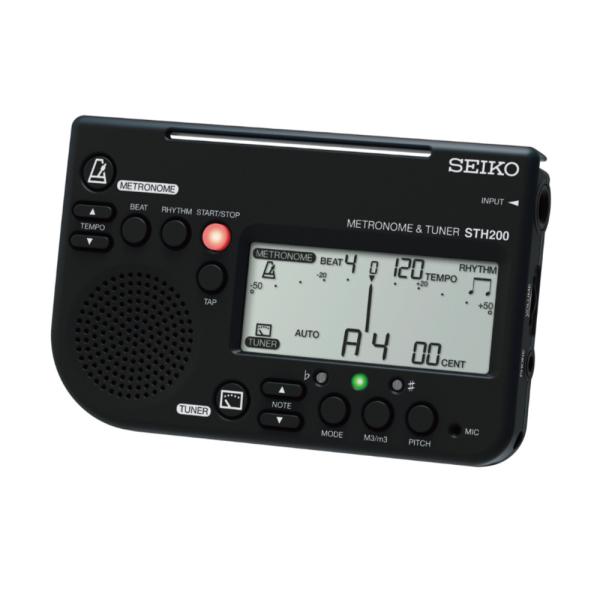 SEIKO セイコー STH200BK チューナーメトロノーム ブラック  楽器の練習に最適な機能を凝縮！ スキルアップを強力にサポートするメトロノーム＆チューナーの定番。  メトロノーム・チューナー・基準音発振の3機能が同時使用可能。譜面...