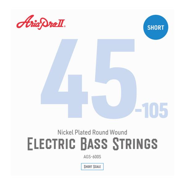 AriaProII AGS-600S Short Scale ショートスケール エレキベース弦   ハイクオリティな弦をバリュー・プライスで実現したAriaproII/Aria弦。  ニッケルプレーテッド、ラウンドワウンド、ショートスケール...