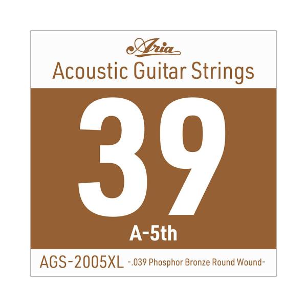 ARIA アリア AGS-2005XL Extra Light .039W アコースティックギター用 バラ弦  Ariaのアコースティックギター用 Single Strings（バラ弦）です。  Extra Light .039 Phosp...