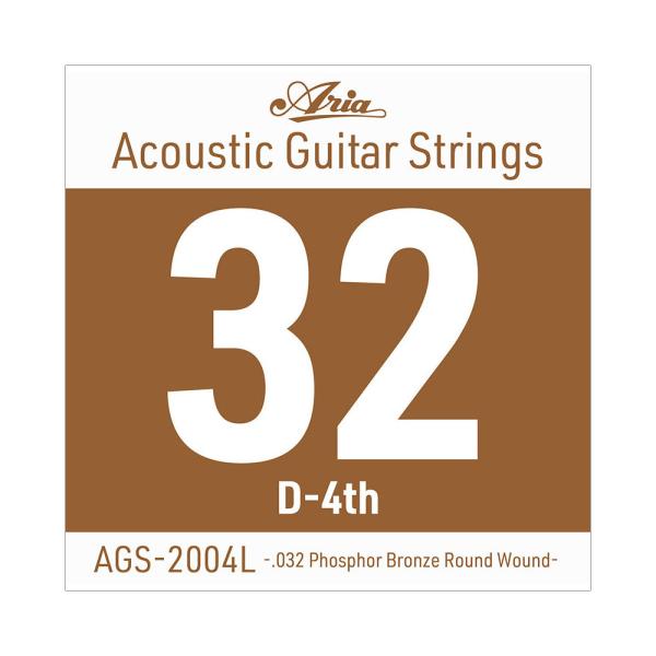 ARIA アリア AGS-2004L Light .032W アコースティックギター用 バラ弦  Ariaのアコースティックギター用 Single Strings（バラ弦）です。  Light .032 Phosphor Bronze Ro...