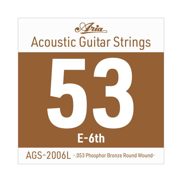 ARIA アリア AGS-2006L Light .053W アコースティックギター用 バラ弦  Ariaのアコースティックギター用 Single Strings（バラ弦）です。  Light .053 Phosphor Bronze Ro...