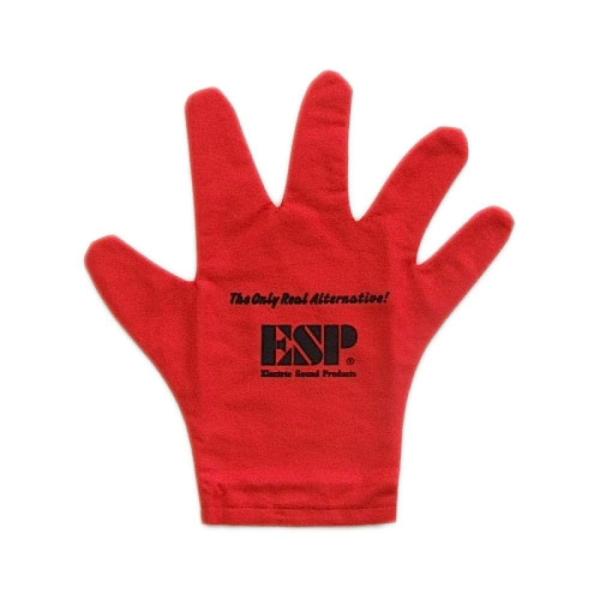 ESP CL-8G/RED GLOVES CLOTH 手袋タイプギタークロス です。塗装面を傷つけることなく短時間で汚れ等を拭き取り美しさを維持するのに最適なクロスです。カラー　レッド