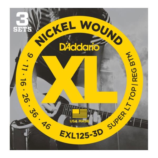 D'Addario EXL125-3D エレキギター弦/3セットパック