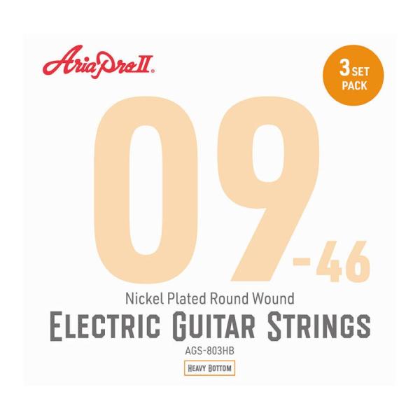 AriaProII(アリアプロII) AGS-803HB 3セットパック エレキギター弦AriaProIIのギター弦 AGS-800HBが3セット入った、予備としても最適なパックです。6角芯を採用。・ニッケルプレーテッド/ラウンドワウンド・...