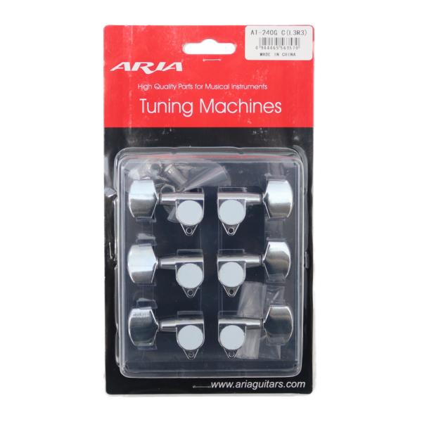 ARIA AT-240G ギター用 3対3ペグギター用パーツの3対3のペグです。Finish：ChromeGear ratio：1：14 左右1セット
