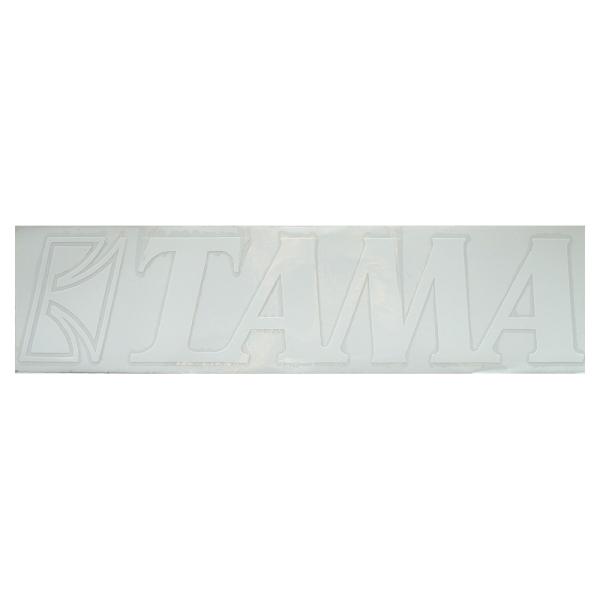 TAMA TLS100WH LOGO STICKERS ロゴステッカーバスドラムのフロントヘッド用ロゴステッカー。カラーはホワイトです。サイズ: 50mm x 230mm