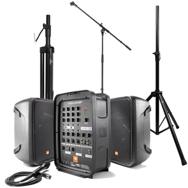 JBL PROFESSIONAL EON208P �X�s�[�J�[�X�^���h×2 �}�C�N�X�^���h×1 �Ȉ�PA 3�_�Z�b�g