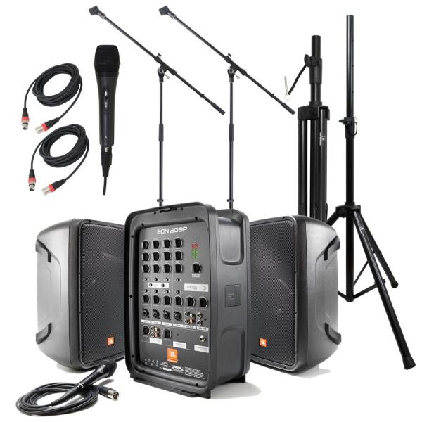 JBL PROFESSIONAL EON208P �X�s�[�J�[�X�^���h×2 �}�C�N�X�^���h×2 ARIA �_�C�i�~�b�N�}�C�N×1 HOSA �}�C�N�P�[�u��×2 �Ȉ�PA 7�_�Z�b�g