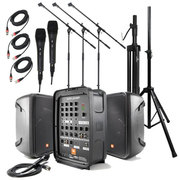 JBL PROFESSIONAL EON208P �X�s�[�J�[�X�^���h×2 �}�C�N�X�^���h×3 ARIA �_�C�i�~�b�N�}�C�N×2 HOSA �}�C�N�P�[�u��×3 �Ȉ�PA 10�_�Z�b�g