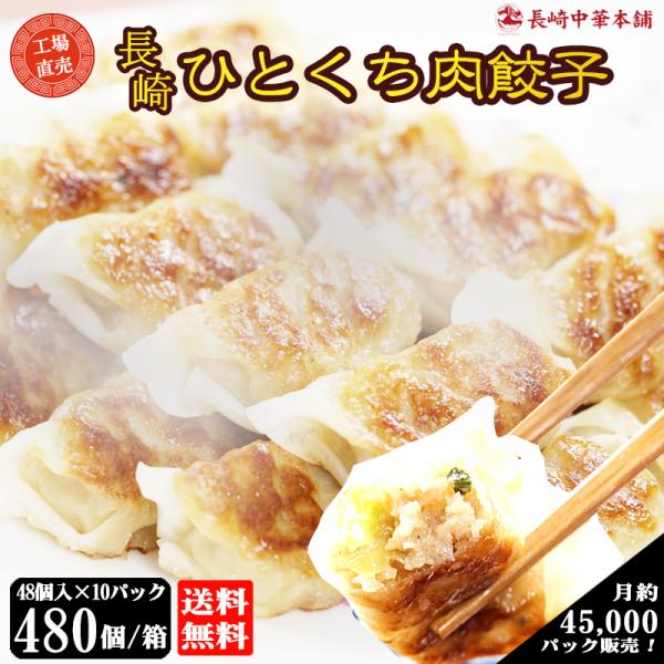 一口餃子 餃子 ひとくち餃子 ぎょうざ 冷凍 長崎ご当地グルメ「工場直売 餃子480個 1ケース」 (48個入×10パック)  【長崎中華本舗】