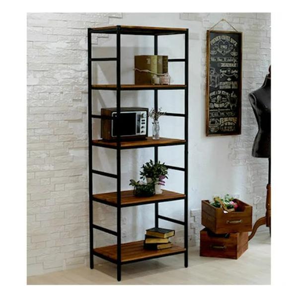 天然木 アイアン 5段ラック 幅60 奥行40 棚 ラック シェルフ 木製