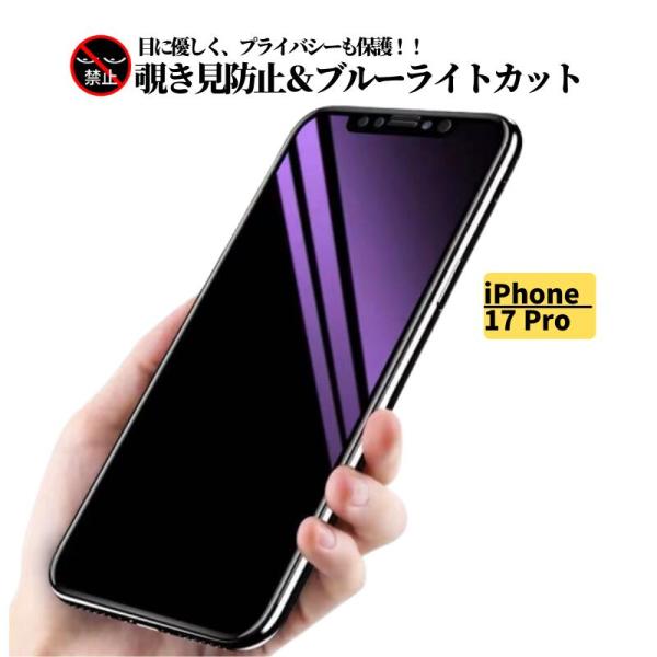 iPhone 17 Pro 覗き見防止 ブルーライトカット 強化ガラス フィルム 保護フィルム ガラスフィルム 光沢