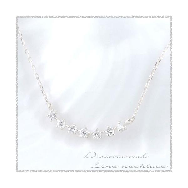 Pt900 ダイヤモンド ネックレス レディース プラチナ900 0.1ct ライン