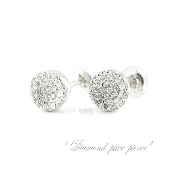 ピアス K18 18金 ダイヤモンド 0.32ct パヴェ スタッドピアス 