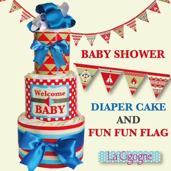 おむつケーキ 出産祝 ベビーシャワーパーティ フラッグ付き人気3段おむつケーキ 男の子 女の子 Buyee Buyee บร การต วกลางจากญ ป น ซ อจากประเทศญ ป น