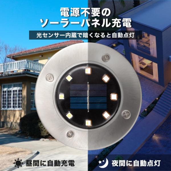 ソーラーライト 屋外 埋め込み式 4個セット ソーラーガーデンライト