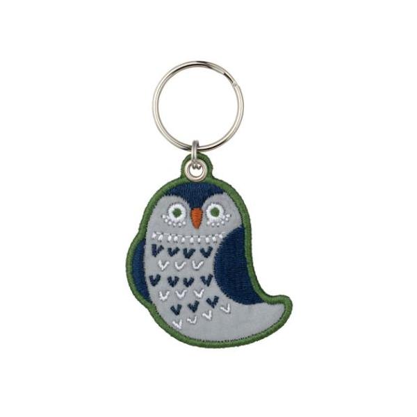 「キーホルダー」 リフレクター刺繍キーリング fikalycka キーリング デコレ OWL 両面にリフレクター生地を使用した交通安全グッズ 通学、通勤の安全管理におすすめのアイテムが登場こちらは刺しゅうでデザインされた[リフレクター刺繍キ...