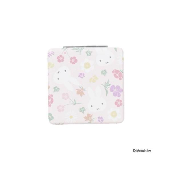 「手鏡」 ミッフィー 絵本キャラクター 手鏡 MIFFY Floral pattern コンパクトミラー ピンク ディックブルーナ グッズ 春らしい色合いのお花とミッフィーが総柄になったシリーズ ディックブルーナの人気絵本[miffy/ミッ...