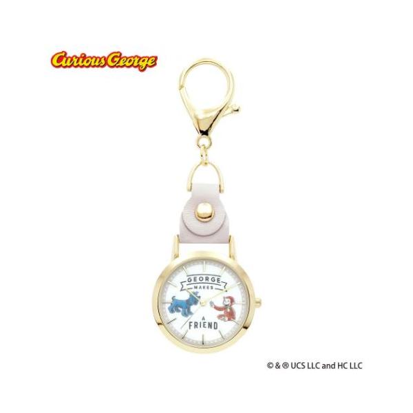 「腕時計」 おさるのジョージ グッズ キーホルダー時計 絵本キャラクター レザーKCウォッチ GY 水彩タッチのおしゃれなキーチェーンウォッチ 毎日のコーディネートにぴったりのファッションウォッチシリーズこちらは水彩タッチがおしゃれな[キー...