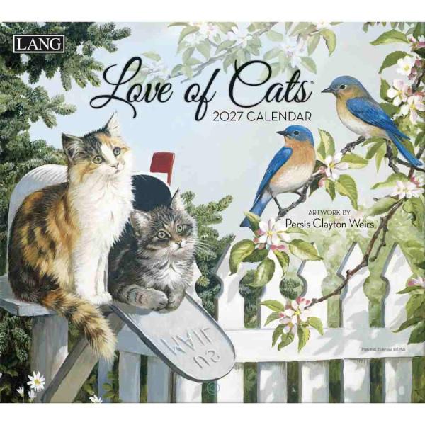 2027 Calendar LANG ラング 壁掛けカレンダー2027年 Persis Clayton Weirs Love Of Cats カントリー フラワー 鳥 ねこ インテリア